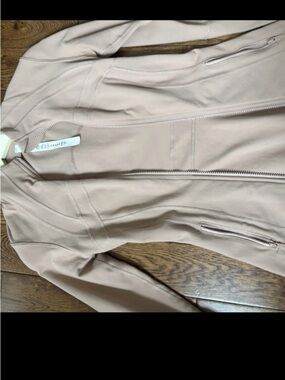 lululemon athletica Neutral Beige Zip-Front Leather Jacket